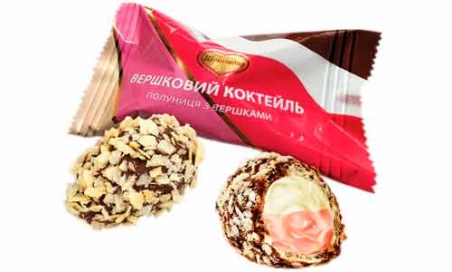 Конфеты Сливочный коктейль клубника со сливками (1,7 кг), Шоколадно - 18433