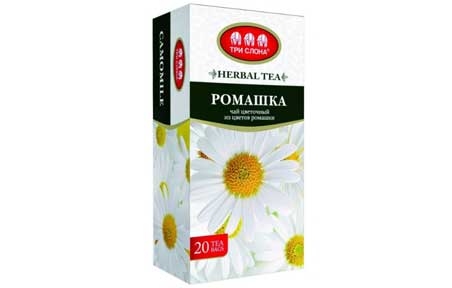 "Ромашка" чай квітковий із подрібнених квітів ромашки (20 пак), ТРИ СЛОНА - 19369