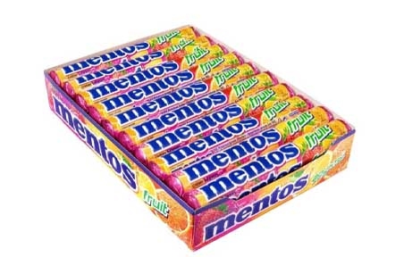 Цукерки жувальні Mentos Fruit 3 Rolls (38г/20шт) - 19586