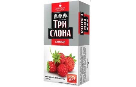 "Суниця" чай цейлонський чорний дрібний з ароматом суниці (20 пак), ТРИ СЛОНА - 19366